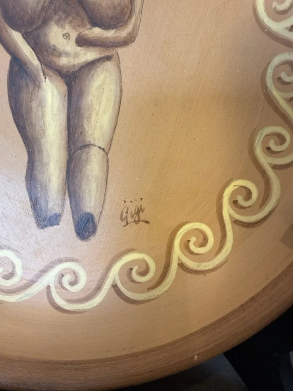 Hand-Painted Malta Pottery Wall Plate  Sleeping Lady Neolithic Venus L Darmanin